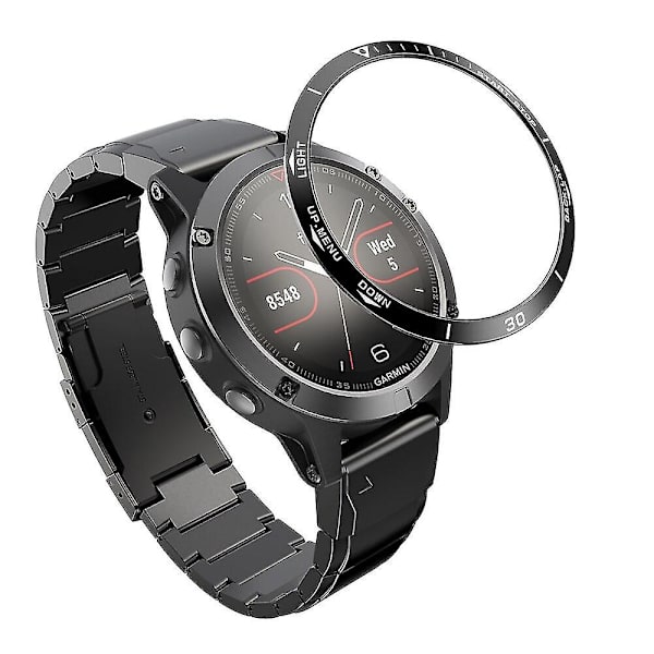 Til Garmin Fenix 5 Sapphire Urværk Bezel Ring Rustfrit Stål Skulptureret Tidsenheder Klæbemiddel