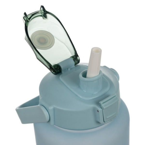 Water Bottle with Straw & Time Marker - 2L