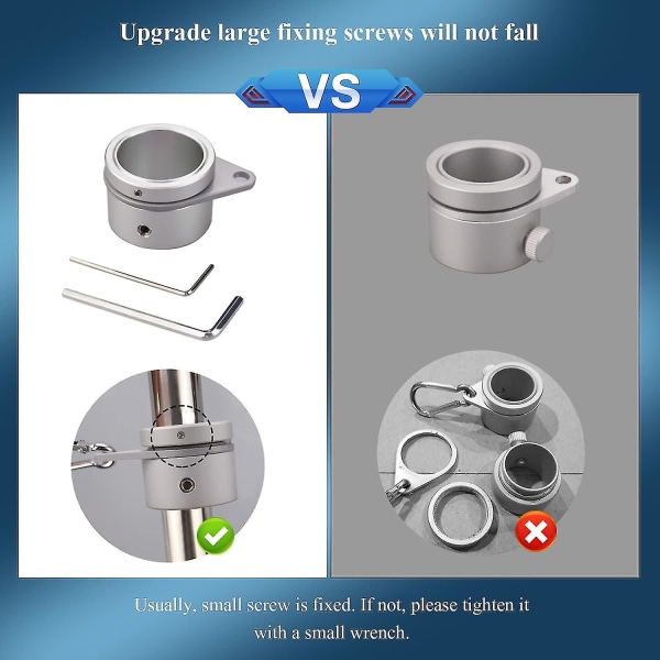 2-pack flaggstångsringar i aluminiumlegering, 360 graders roterande flaggstångsmonteringsringar snurrande flaggstångssats med karbinhake för 0,75-1,00 tums diameter