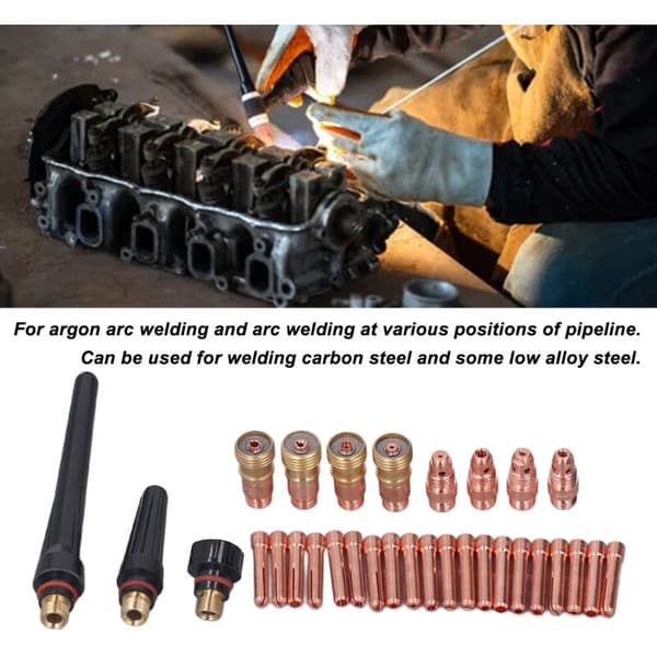 68PCS TIG-svetsningstillbehörssats Glaselektrodkoppanslutning PTFE-lock för WP 17 18 26