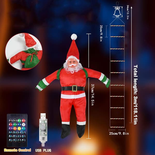 3 m juldekorationsstege med klättrande tomte, LED