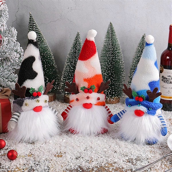 Jul Tomte Docka Horn med Ljus Rudolph Docka Lysande Dvärg Ornament för Hem Jul Nyår