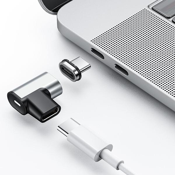 Magnetisk USB C-adapter Höger Vinkelkontakt Stöd PD 100W Snabbladdning USB C Mobila Bärbara Datorer Surfplattor