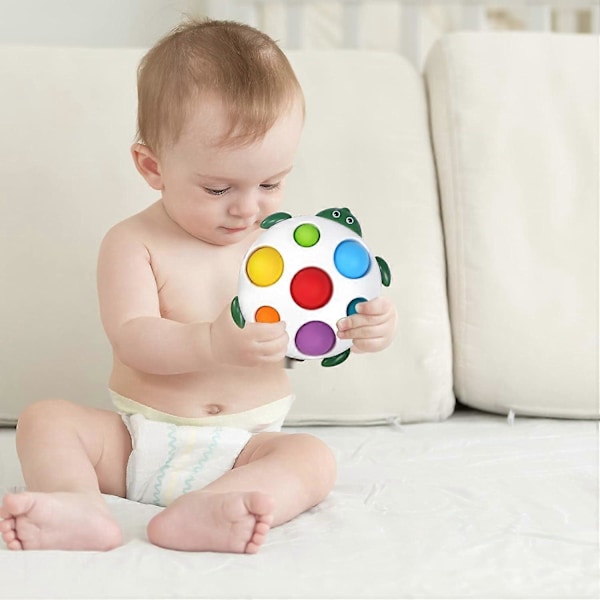 Baby Silikon Dimple Aktivitetsbräda, 6-12 Månader Baby Sensorisk Leksak, 1 År Gammal Tidig Utbildning Småbarn Baby Leksak, 6 Månader och Uppåt Fidget Leksak Gåva (Sköldpadda)