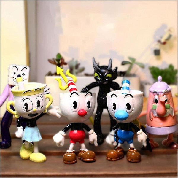 6pcs Cuphead Figures Toys Collectible Model Minifigures Shelf Ornaments Table Decoration Gift For Fans Kids