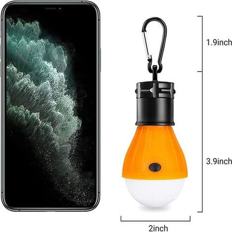 Sæt med 4 bærbare LED-teltlamper med krog og klips, nødbelysning til camping, vandreture, strømafbrydelser