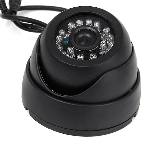 Svart overvåkingskamera Pal 1/3\" Cmos 700tvl 24 Led Ir Cut 3.6mm Sikkerhets Innendørs Kuppel Cctv Kamera