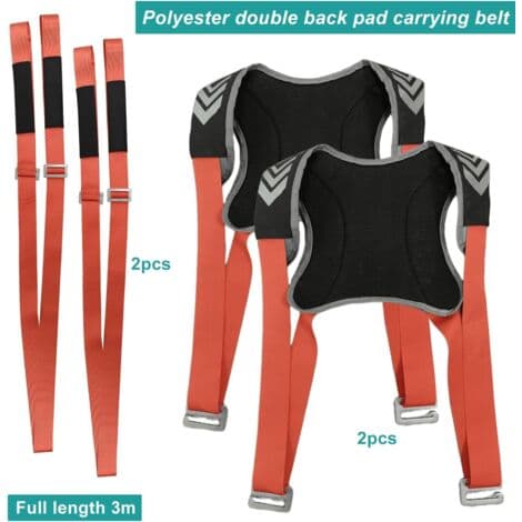 Justerbara lyftremmar för flytt – 4-pack – Kraftig polyester – Maxlast 200 kg – 2-personerssystem