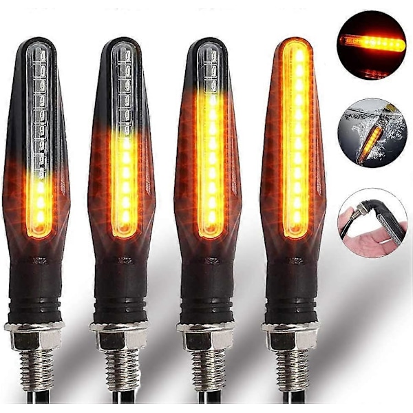 2 ST Motorcykel LED Blinkers Ljus 12 SMD Bakljus Blinkande Vatten Blinker IP68 Böjbara Motorcykel Blinkande Ljus