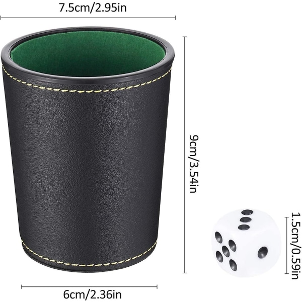 Läder Tärningskopp Set, Läderimitation Tärningskopp Shaker Med 10 Prick Tärningar För Att Spela Spel Festleksak Gåvor (2st)