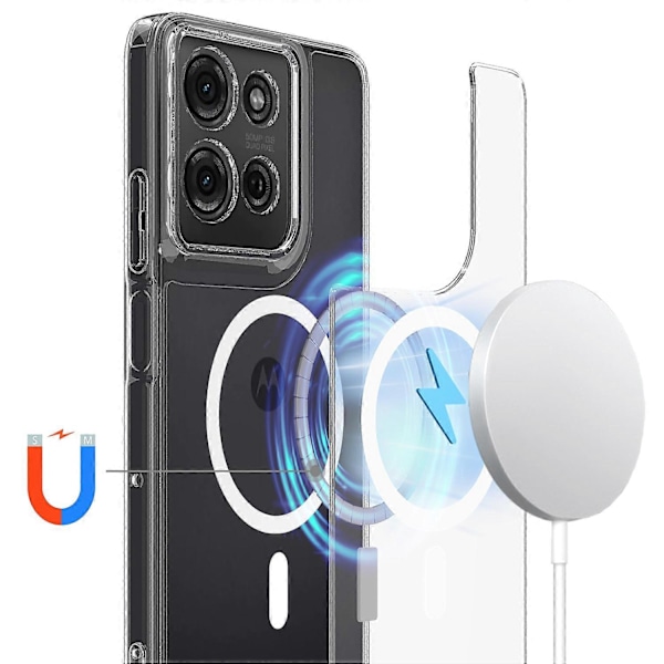 For Motorola Moto G75 5G Gjennomsiktig Deksel TPU Akryl Magnetisk Telefondeksel Kompatibelt med MagSafe