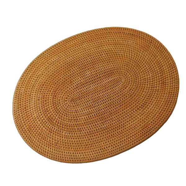 Rattanvävda Underlägg Oval Runda Bordstabletter Halksäkra Värmebeständiga Underlägg Naturliga Flerfunktionella