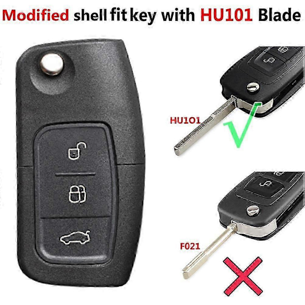 Bil Fjärrnyckel Fodral Flip Skal Skydd För Ford Fiesta B-Max C-Max S-Max Eco Sport Mondeo Focus Cabriolet Galaxy 3 Knapp Auto