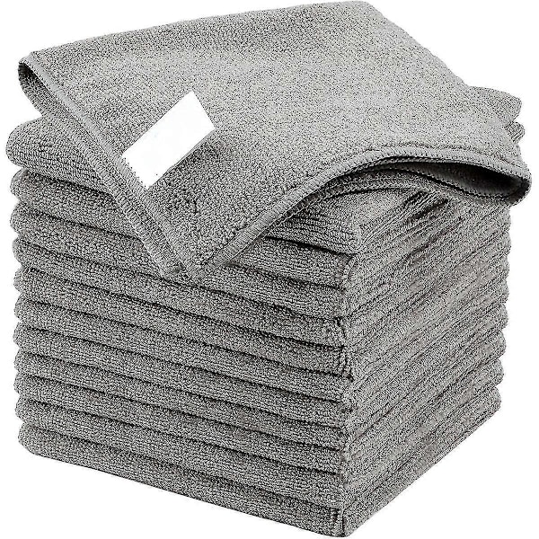 Mikrofiberduk, Allround Mikrofiberhanddukar, Ränderfria Rengöringsdukar, 12-pack, Grå, Storlek 30 X 30 Cm