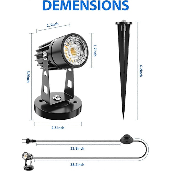 LED Spotlights Indendørs 3W Accentbelysning Op Lamper Indendørs Spotlight Lampe til Planter 120V Varm Hvid Uplighting Dekor (1 Pakke)