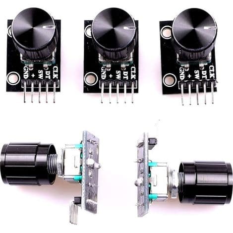6 stk KY-040 roterende kodermodul med 15 × 16,5 mm knapphette for Arduino (pakke med 6) Clw1062