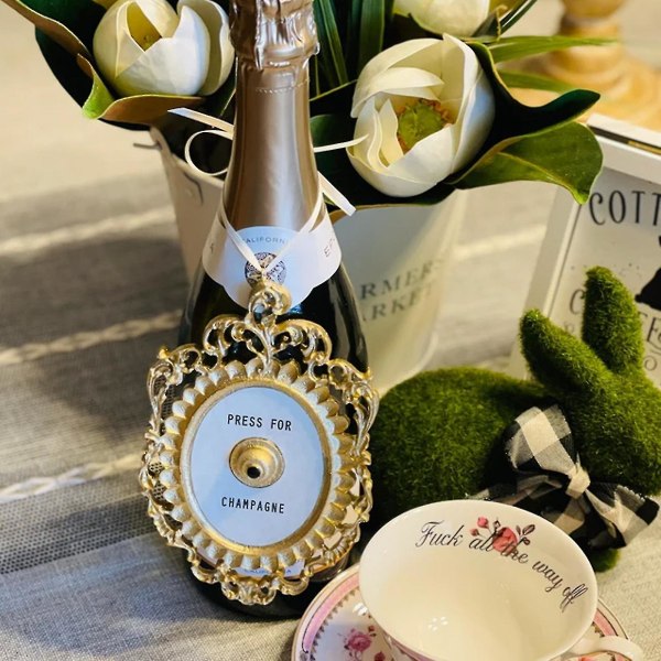Champagne-knapp för dörr, Mini Champagne-knapp, Dörrklocka med Champagne-tema, Champagne-dekoration för väggen, Ornament, Present