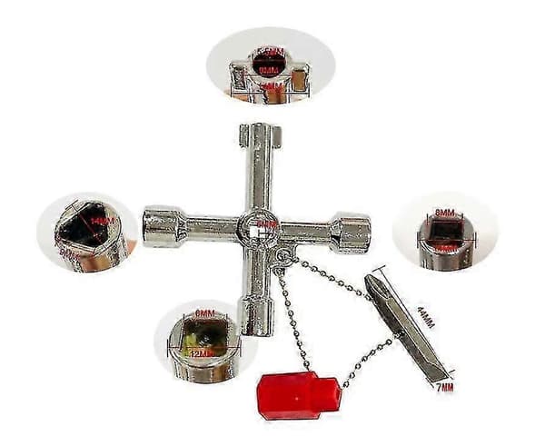Universalnyckel för element, el-, vatten- och gasmätarskåp & Elementnyckel, elementnyckel, ventilnyckel (2 st, silver) - JV