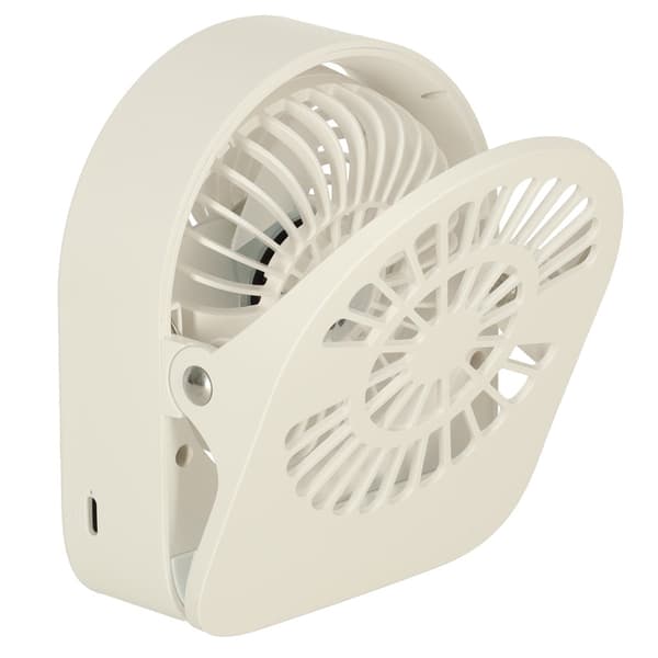 Mini Table Fan with Clip USB Rechargeable Wireless White