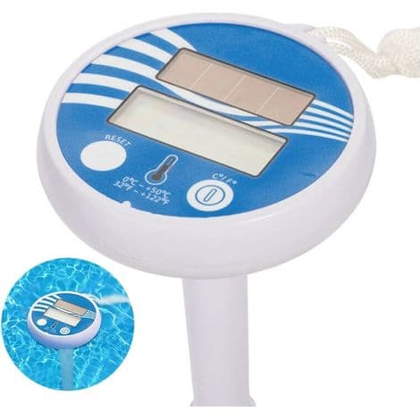 Flydende pooltermometer, soldrevet digitalt termometer med kæde til indendørs og udendørs pools, bade, spabade, jacuzzier og akvarier.