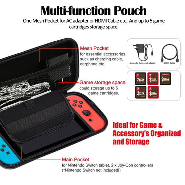 Hardt etui, kompatibelt med Nintendo Switch, svart