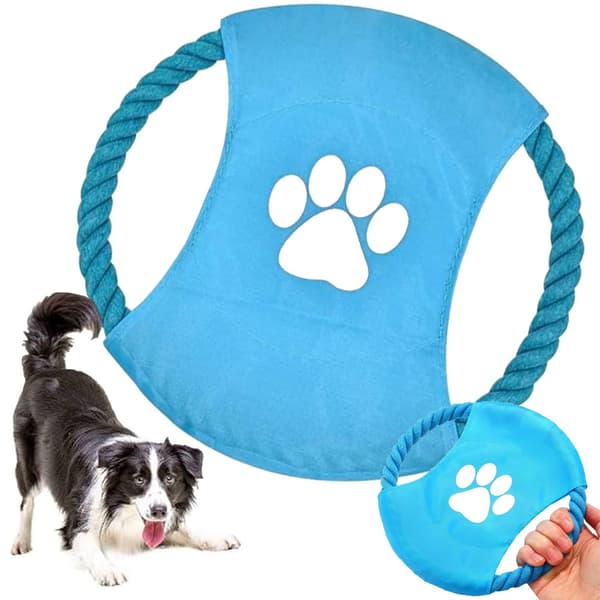 Hundleksak tugg-dragrep frisbee-skiva