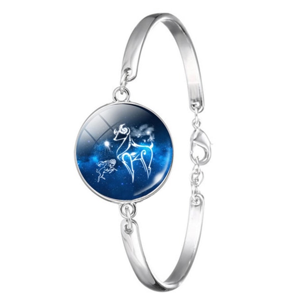 Classic Zodiac Silver Bracelet Time Gem Fashion Glass Bracelet Gift For Girlfriend Parents