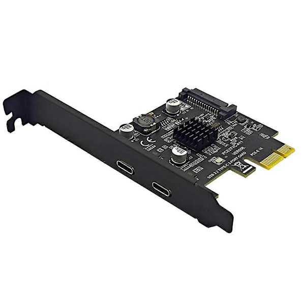 2-ports PCIE-kort PCI Express 3.0 X1 till dubbla USB-expansionskort SATA-ström USB3.2 Gen2 10 Gbps ASM3142-chip för stationär dator