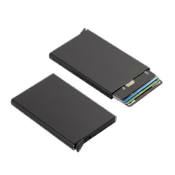 Korthållare i aluminium, smal kortfodral, minimalistisk plånbok med utmatningsfunktion