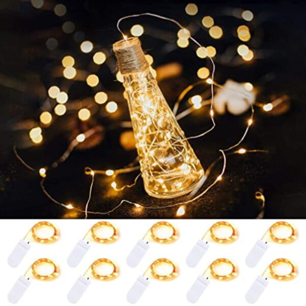10-pack 1m Mini LED String Lights Battery Operated Warm White