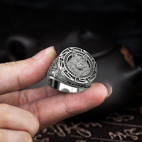 Punk Silver Wolf Hand Mönster Herrring Personlighet Herrringar Mode