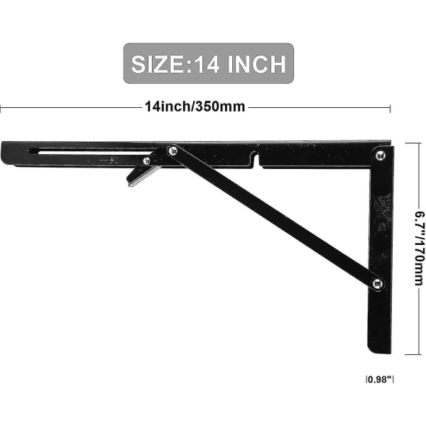 Tcgg-set med 2 väggmonterade fällbara hyllkonsoler i metall, industriell väggmonterad hyllkonsol, fällbar konsol för arbetsbänk, garage, kök