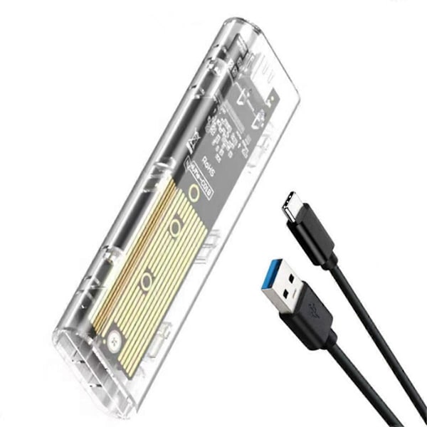M2 SSD -kotelo M.2 NVME SSD -kotelo Kannettava USB3.1 Type-C SSD Läpinäkyvä kiintolevykotelo 5 Gbps PC:lle