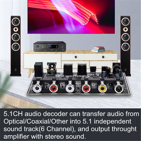 5.1 Channel Audio Decoder Pcm Digital Optisk Koaxial Dts Rca Hifi Stereo Audio Hemmabioavkodning