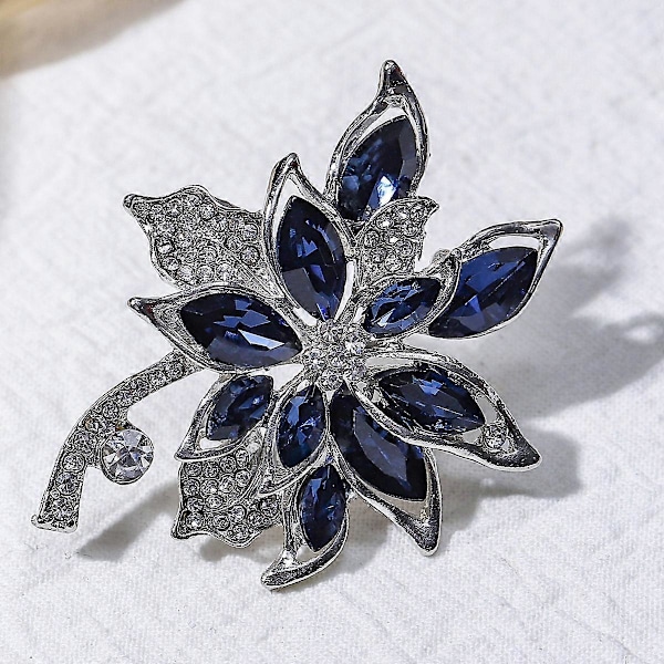 Blå Kristall Broschnål Fancy Vintage Stil Strass Blomma Brosch Smycke Gåva för Kvinnor, flickor, damer