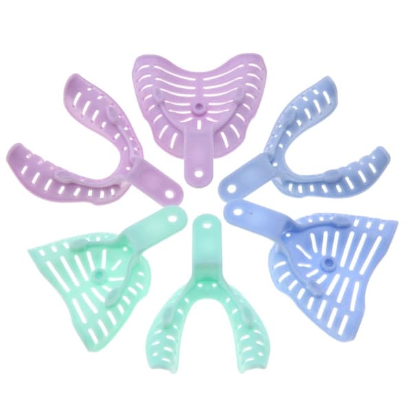 Plastic Dental Impression Trays - 6 Pcs Mixed Colors