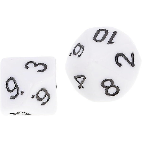10 stk. 10-sidet D10 Polyhedral Terning til og Spil Gave Hvid