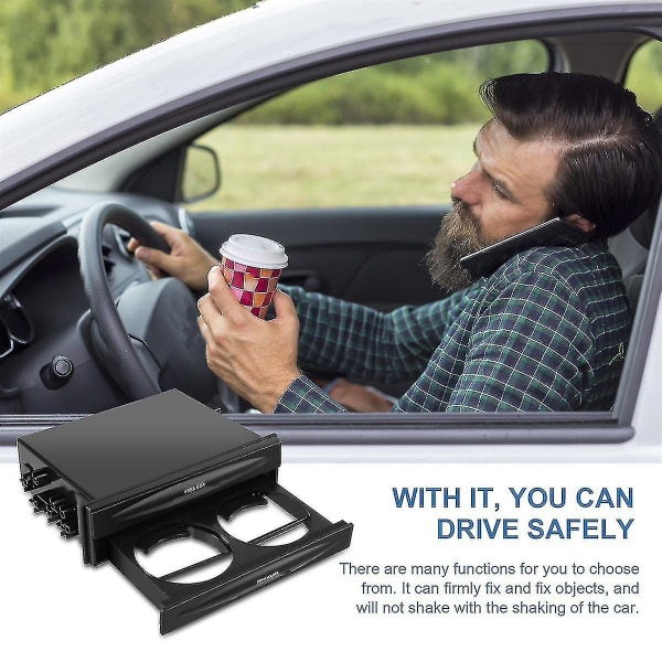 Bil Auto Single Din Radio Lomme, Universal Cd Radio Lomme Drikkekop Holder Opbevaringsboks Sort