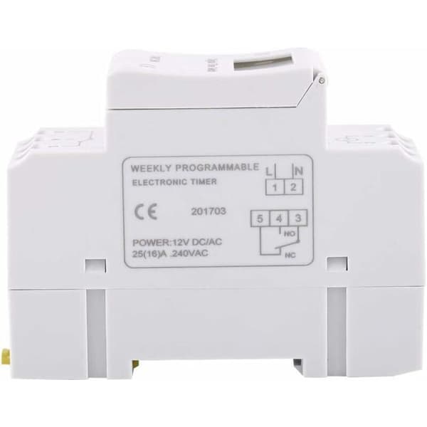 Digital programmerbar timer med LCD-display, ugentlig programmerbar tidsafbryder, 16-tænd og 16-sluk timerrelæ (12V)