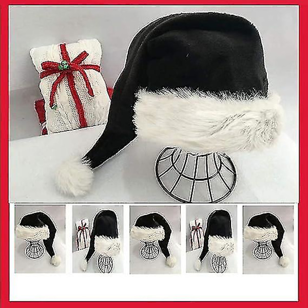 2 stk Sorte Julemandshuer - Deluxe Sort og Hvid Julehatpakke til Voksne -xx