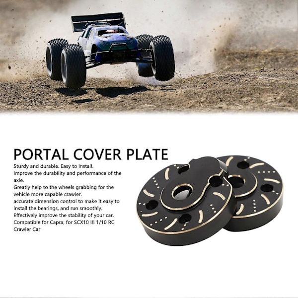 2st Portal Cover Plates Mässing Portal Covers Vikter för Capra för SCX10 III 1/10 RC Crawler Bil Främre Bakre Axel Covers Svart