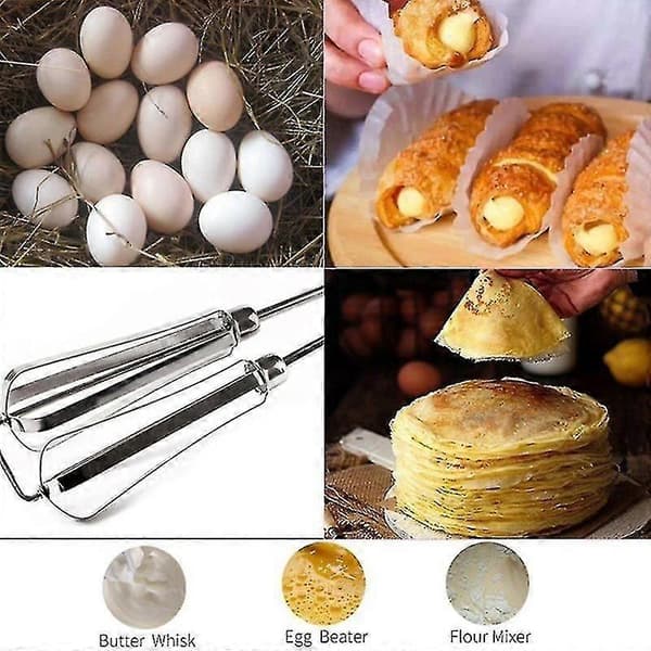 Manuell Håndvisp Eggvisper Mikser Blender Rustfritt Stål Kjøkken