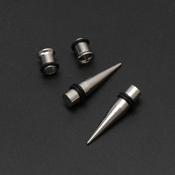 7mm Øreutvidelsessett med O-ring Kirurgisk Stål Tapers og Tunnelutvidere