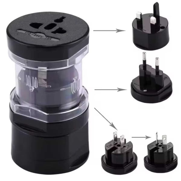 Universal Travel Adapter for All Countries Black