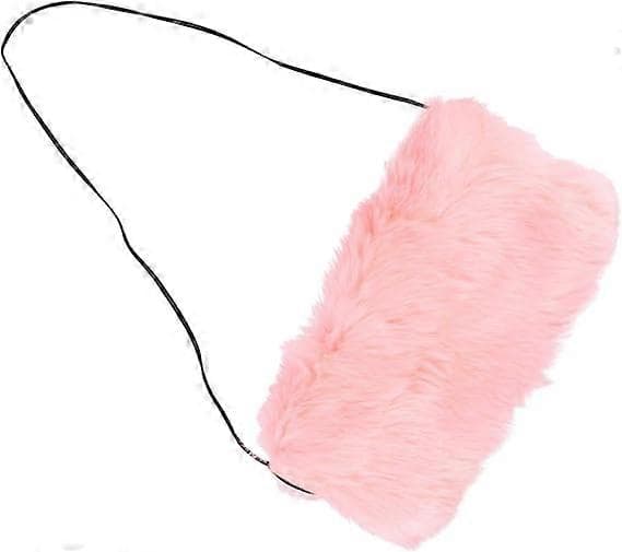 Fuskepels Håndmuffer Varm Vintermuffe Vinter Håndvarmer for Kvinner Jenter Rosa 30CM
