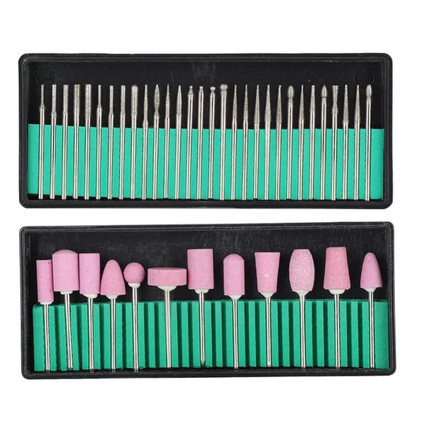 Nail Drill Bits Needle Set Nail Polishing Burr Manicure Pedicure Accessory Tool (12+30pcs)