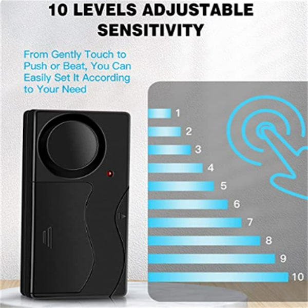 Wireless Vibration Alarm with Remote Control 110 dB Black