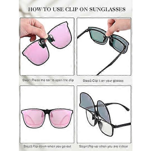 3 Par Överdimensionerade Polariserade Clip-on Solglasögon Stora Anti-reflex TR90 Ram Lätta Uppfällbara Körglasögon för Kvinnor Män