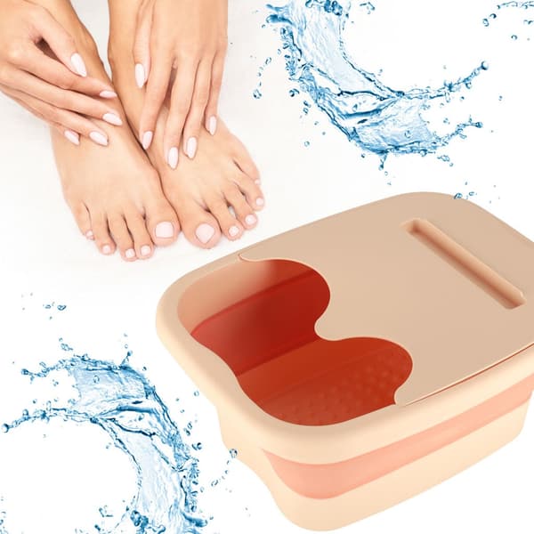 Foldable Foot Bath Tub 13 L with Massage Ribs, Light Pink
