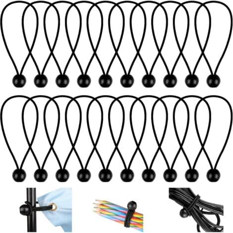 20 Stykker Elastisk Strammer, 150mm Fleksibel Elastisk Sandow, Elastisk Strammer med Kugle, Holdbare Elastiske Snore, til Bannere, Presenninger, Camping, T